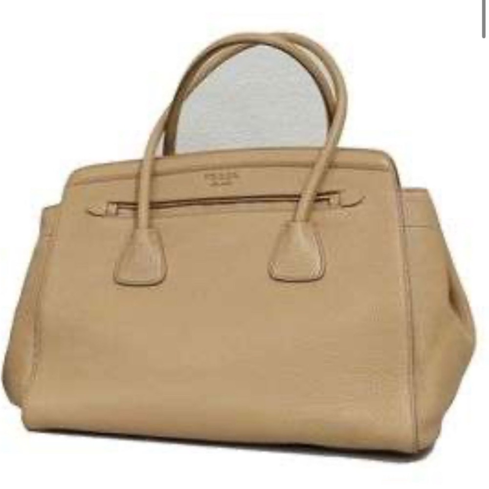 Prada Tan Leather Satchel with Structured Design WITH COA